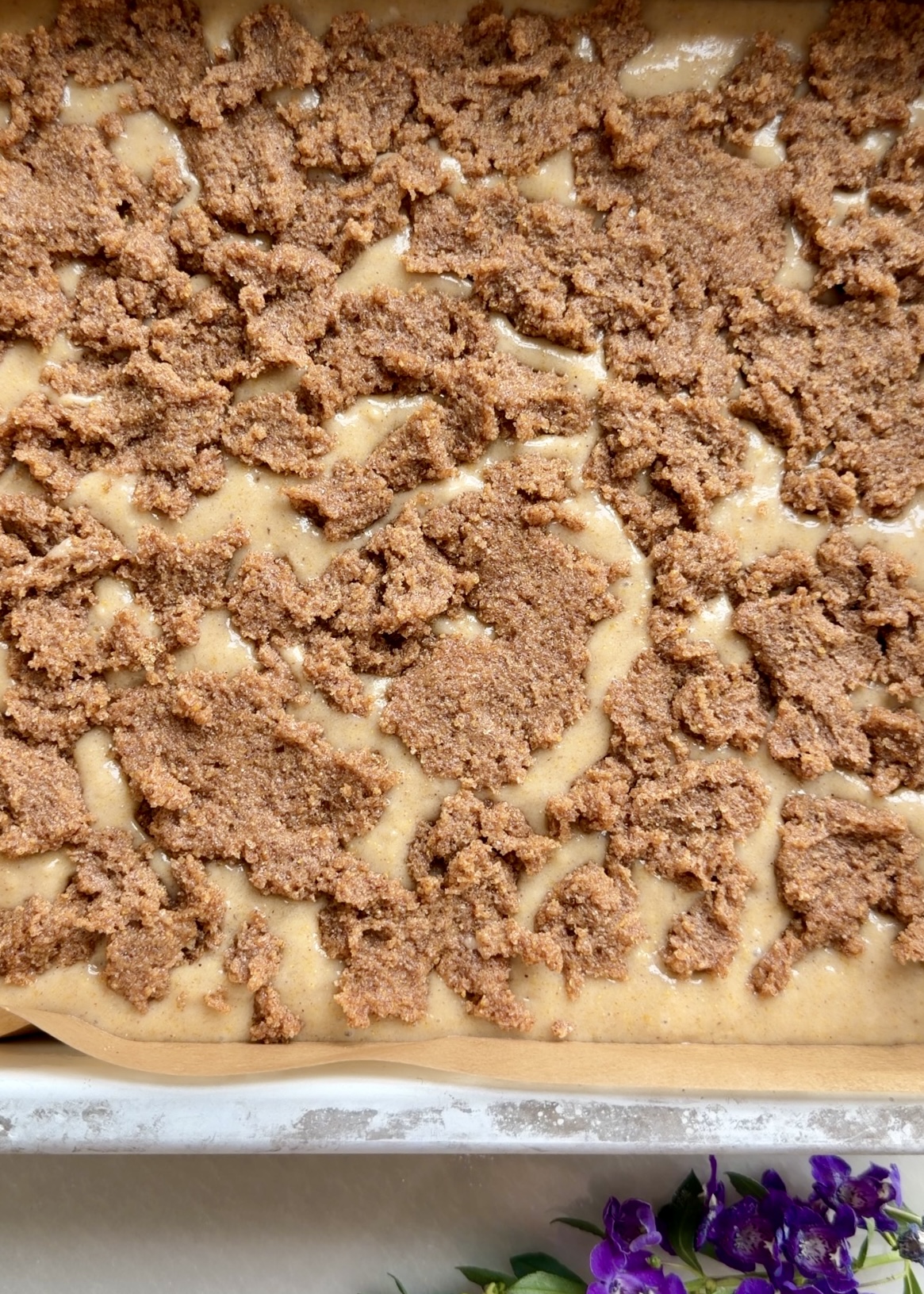 Warm Banana Cornmeal Cinnamon Roll Poke Cake process photo 9