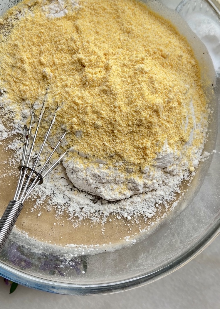 Warm Banana Cornmeal Cinnamon Roll Poke Cake process photo 7